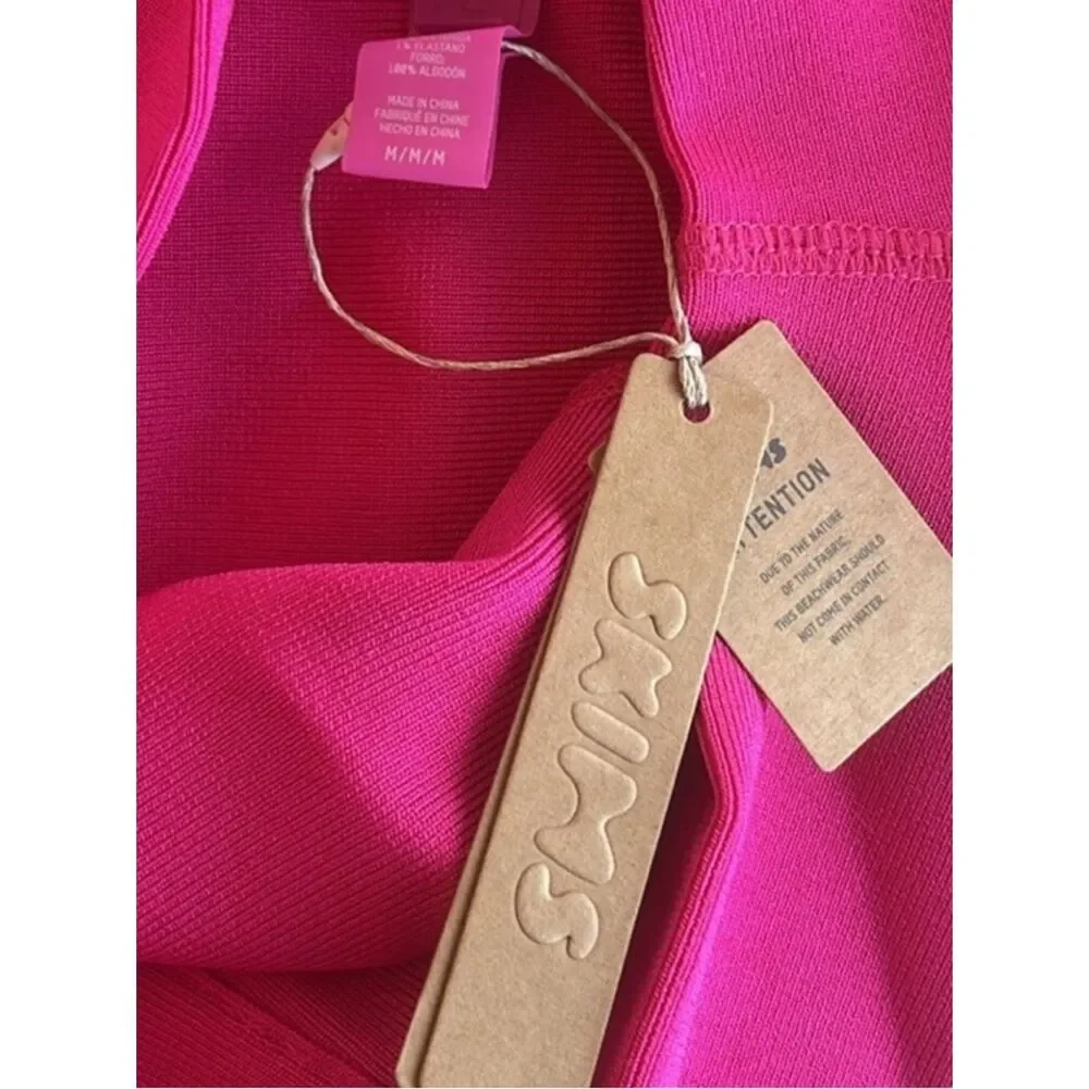 SKIMS Hot Pink Ribbed Bikini Bottom medium new with tags